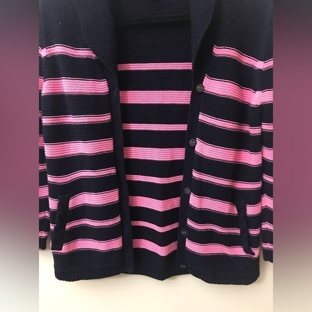 𝅺talbots Ladies Cotton Blend Cable Knit Cardigan w/ Shawl Collar & Buttons M - Picture 6 of 14